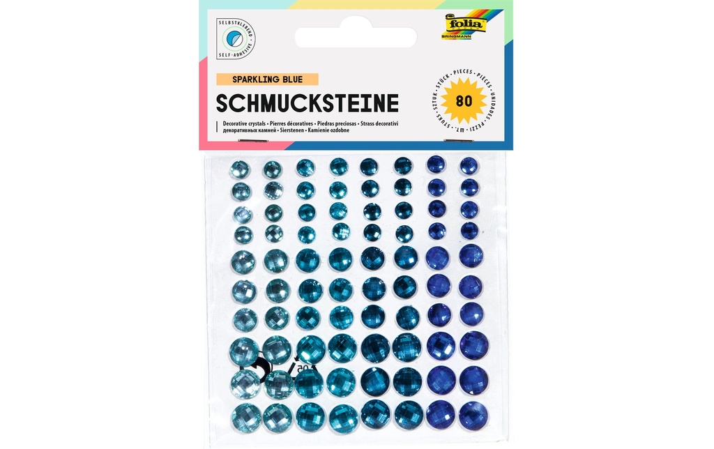 Folia Gemmes Sparkling Blue autocollant 80 pièces