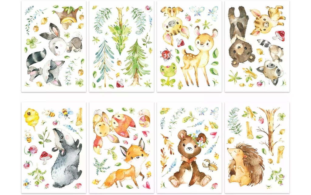 Papierdrachen Kit de tatouage mural Animaux de la forêt