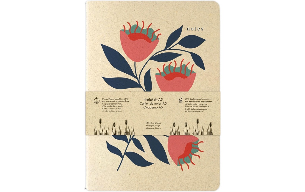 Natur Verlag Carnet de notes Fleur bleue 14.8 x 21 cm, Vierge