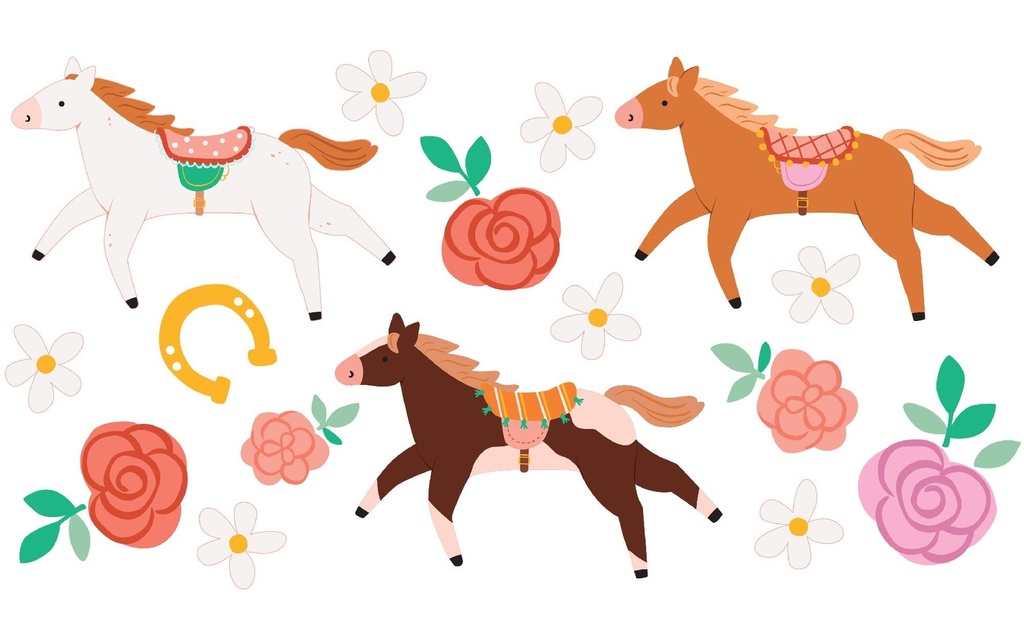 Partydeco Kits de tatouage Cheval mix, 16 pièces