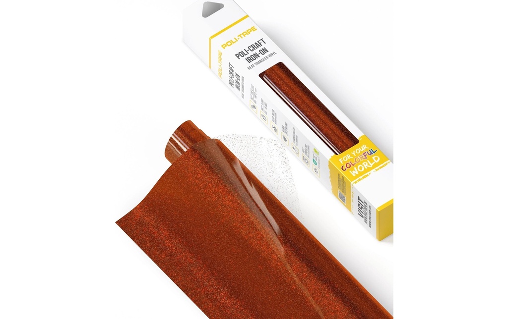 Poli-Tape Film thermocollant Pearl Glitter, 30.5 x 61 cm, cuivre
