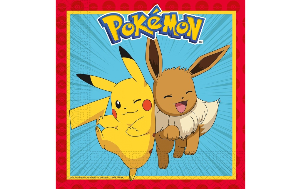 We fiesta Party Serviettes Pokémon 33 x 33 cm, 20 pièces, Rouge