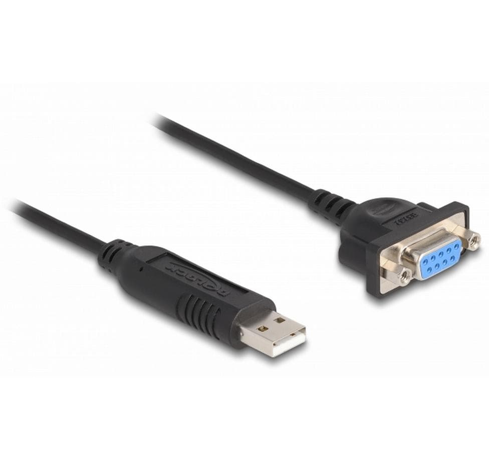Delock Adaptateur sériel USB-A – RS-232 D-Sub 9 broches avec écrous  -