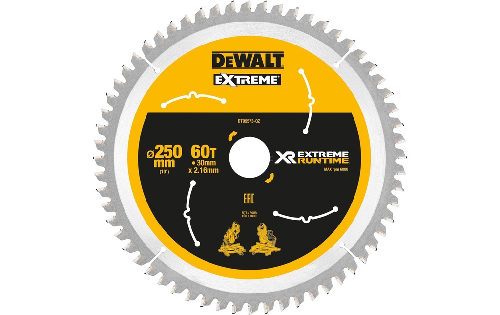 DEWALT Lame de scie circulaire 250x 30 mm, 60 WZ/FZ
