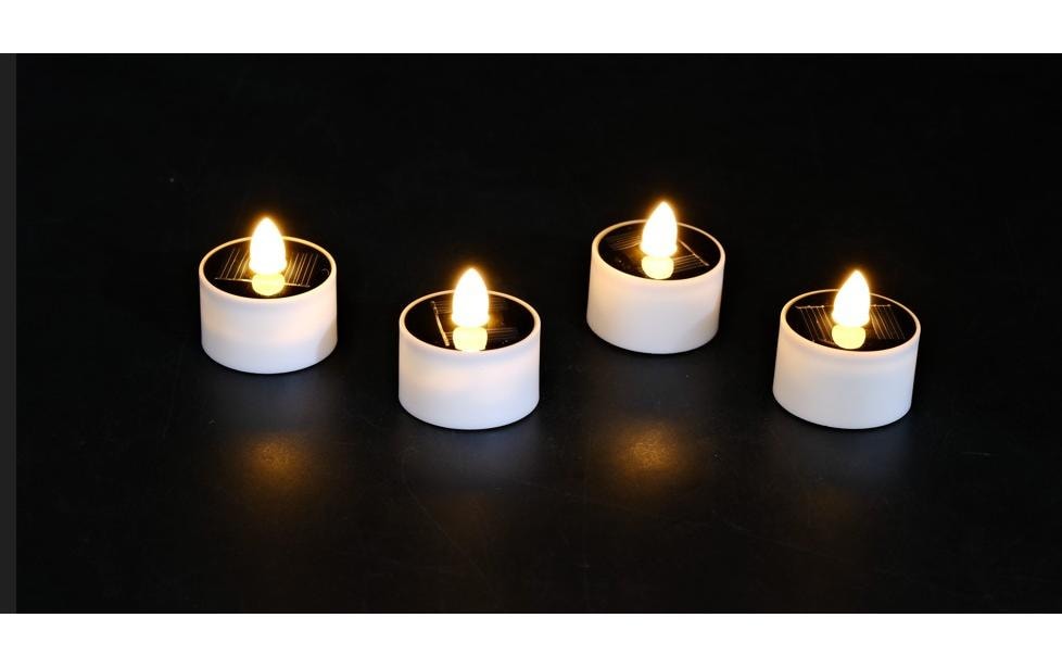 Dameco Bougie à chauffe-plat solaire LED Set de 4 bougies lumière blanche chaude