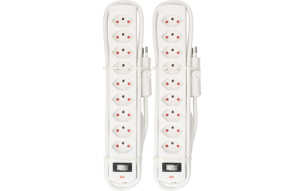 Max Hauri Lot de deux prises multiples 9 x type 13 Safety Line, blanc