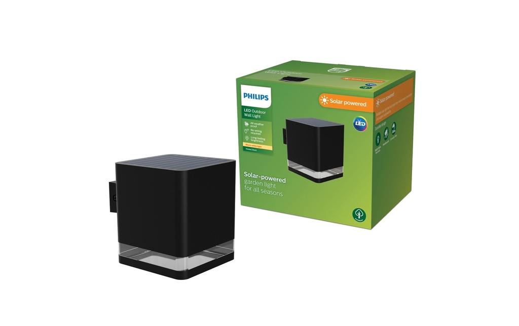 Philips Virona mur solaire 1.8W 2700K noir
