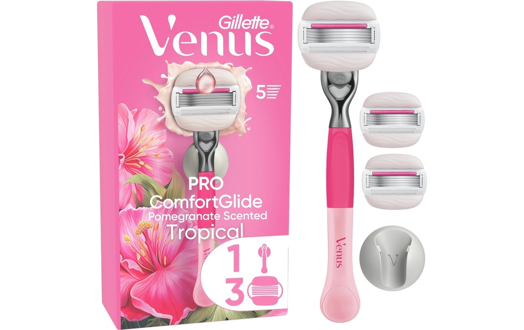Gillette Venus Rasoir pour femmes Pro ComfortGlide Tropical 3 + pièce à main