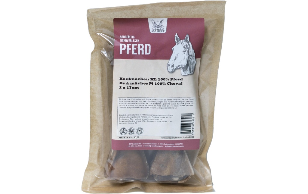 Kaufit Os à mâcher cheval, 17 cm, 200 g, 2 pièces