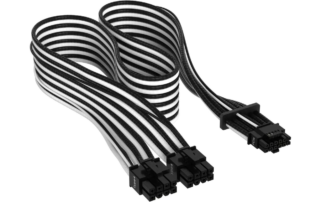 Corsair Câble Premium 12+4 broches 12VHPWR 600 W Noir Blanc