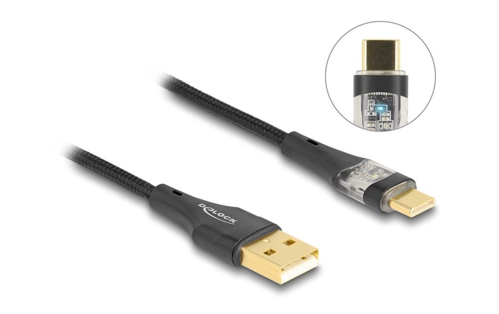 Delock Câble USB 2.0 Fonction de charge rapide 60W USB-A - USB-C 3 m