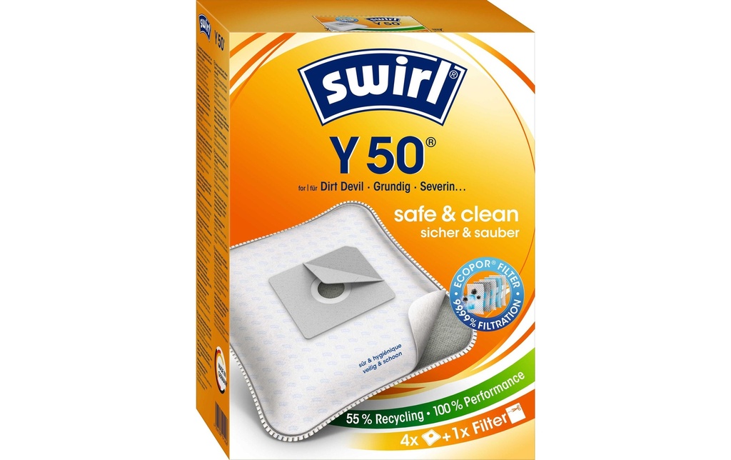 Swirl Sac filtrant pour aspirateur Y 50 4 Pièce/s