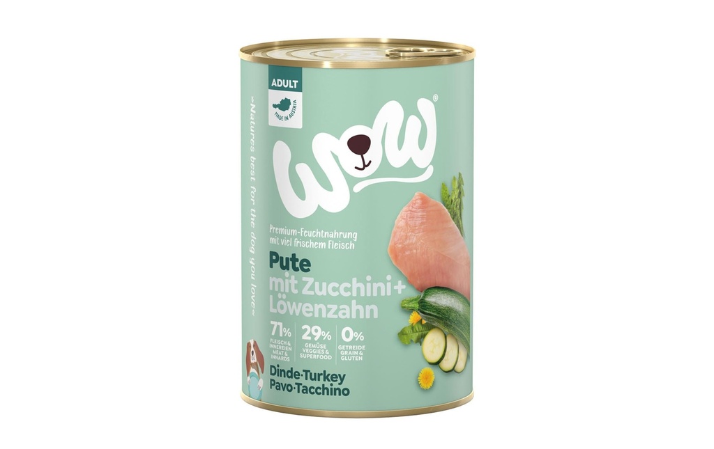 WOW Alimentation humide Dinde adulte, 400 g