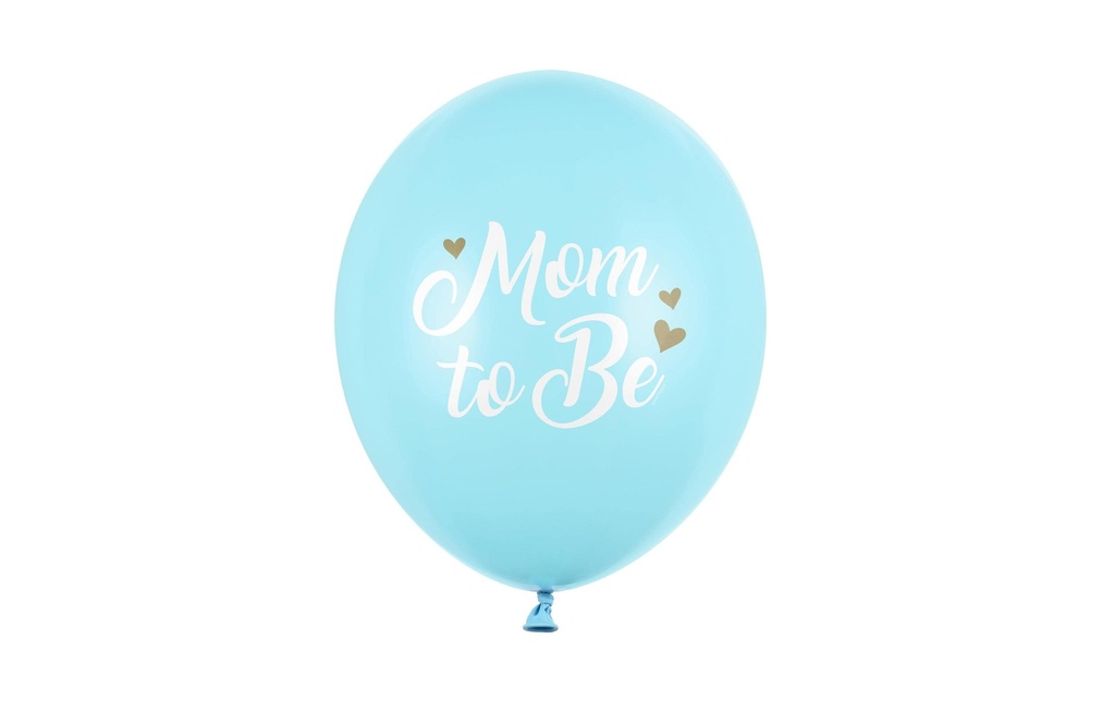 Partydeco Ballon de baudruche Mom to be Ø 30 cm, 6 pièces, Bleu