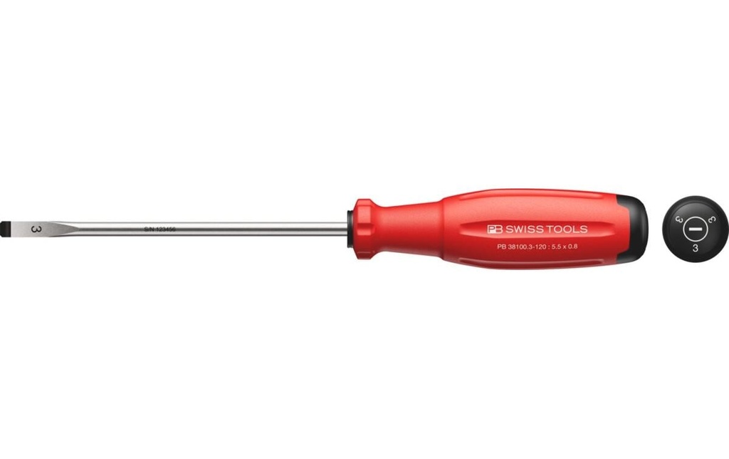 PB Swiss Tools Tournevis pour vis à fente 38100 SwissGrip Evo 120 mm Plat