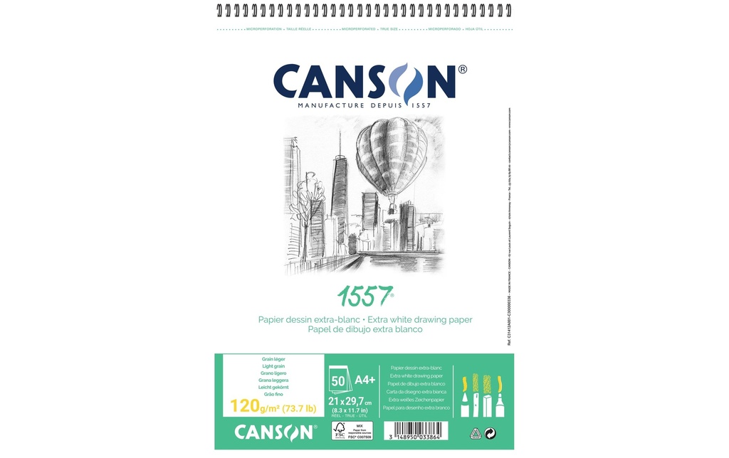 Canson Carnet de dessin A4 +, 50 feuilles
