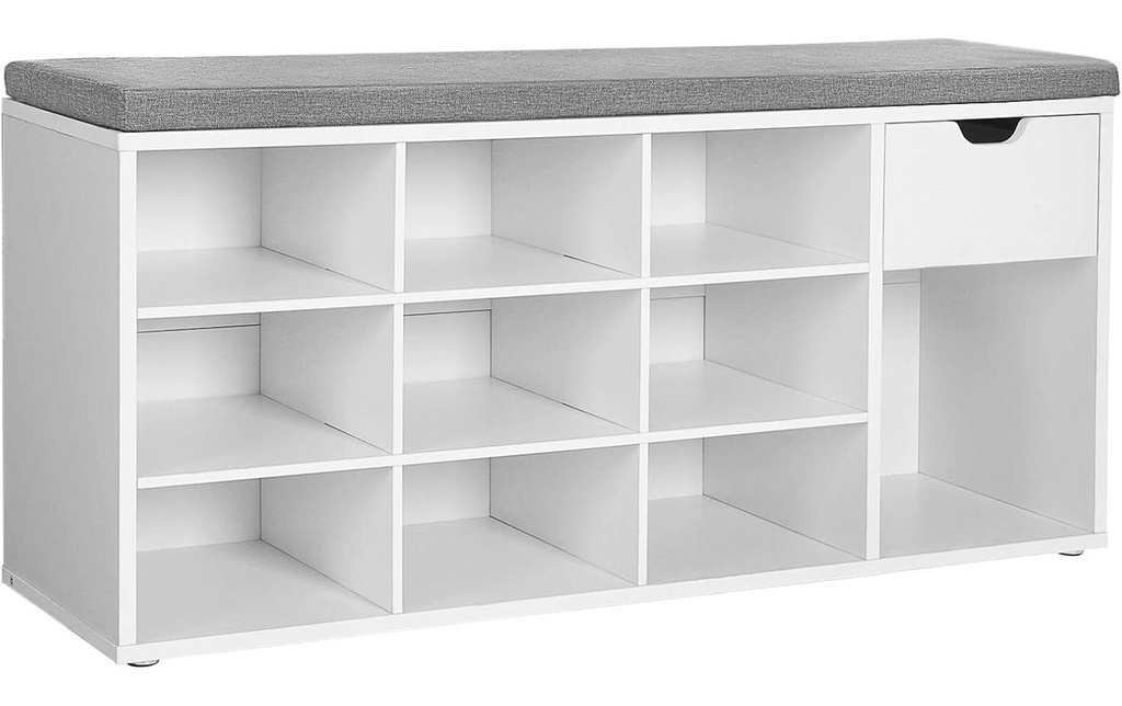 VASAGLE Armoire à chaussures avec rembourrage, 104 x 30.5 x 48 cm, blanc
