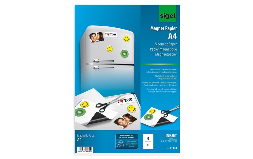 SIGEL Papier magnétique A4 blanc (5 pces)