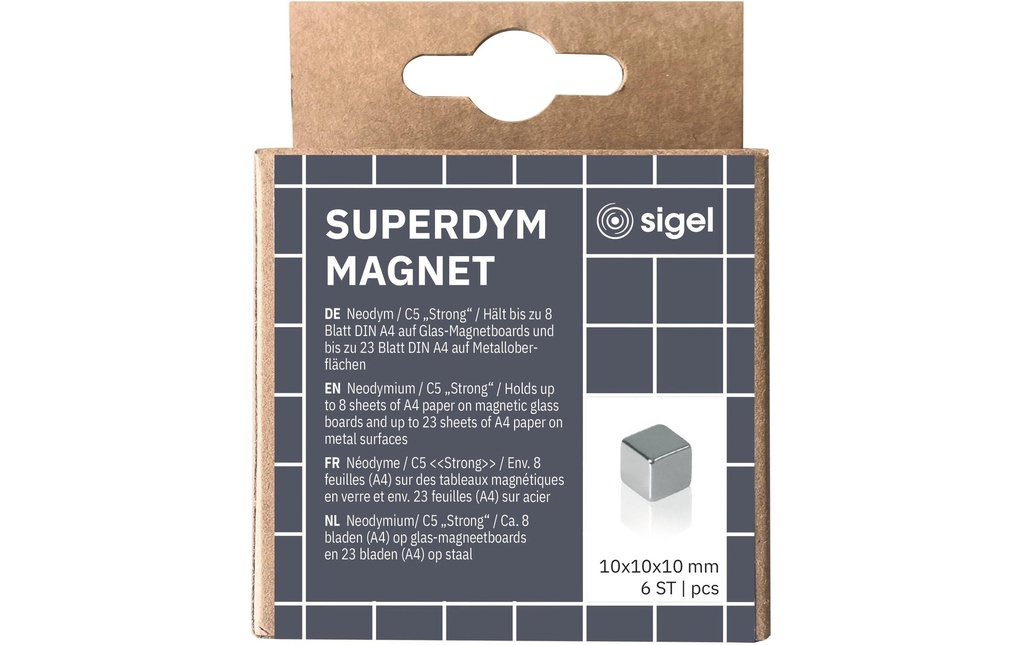 SIGEL Aimant C5 Str.Cube Des.6 argen (6 pces)