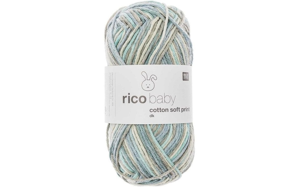 Rico Design Laine Baby Cotton Soft Print 50 g, Gris; Turquoise