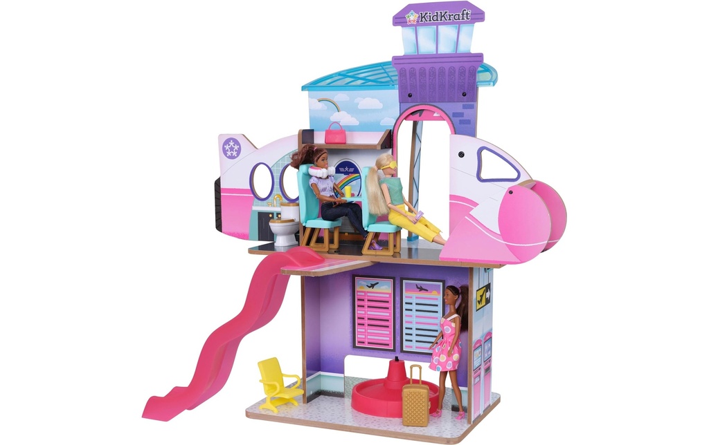 Kid Kraft Maison de poupées Aéroport et jet 2 en 1