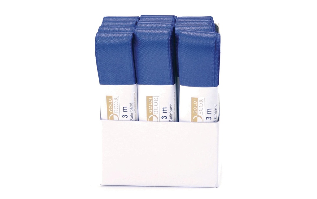 GOLDINA Ruban de satin 25 mm x 3 m, bleu, 1 pièce