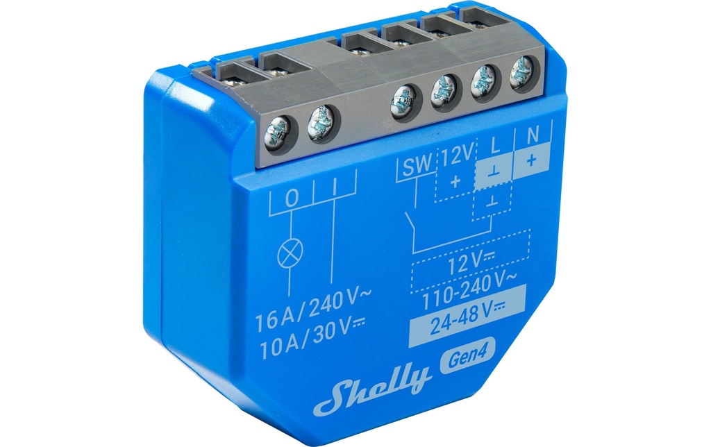 Shelly Actionneur de commutation Wi-Fi Plus 1 Gen4 Commutateur WiFi Bleu, 16 A