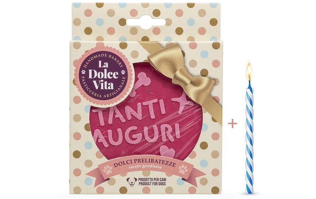 Leopet Biscuit pour chien Happy Birthday, rose 11 x 1.5 cm, 90g
