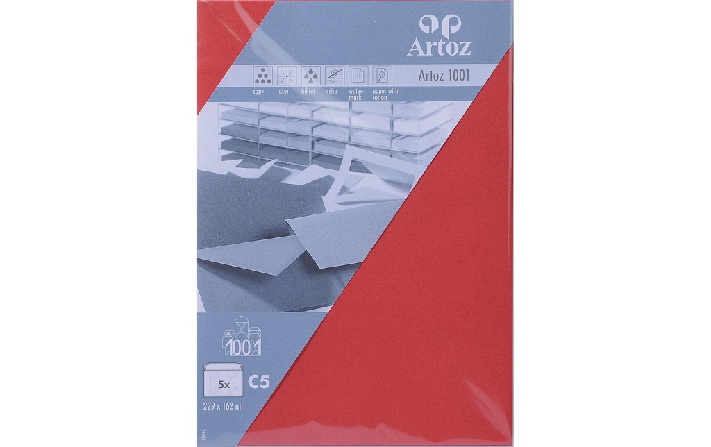 Artoz Enveloppe 1001, C5, 5 Pièce/s, Rouge
