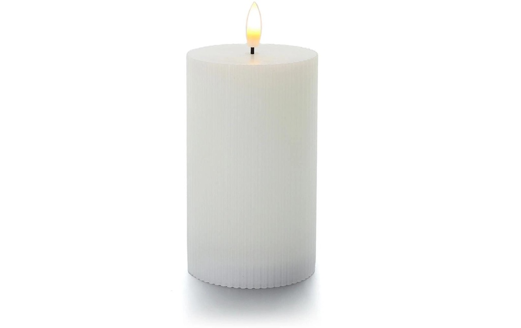 balthasar Bougie cylindrique LED Rainures blanc
