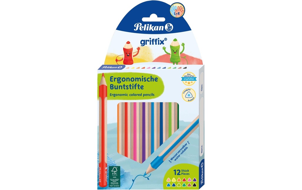 Pelikan Crayons de couleur Griffix 12 couleurs
