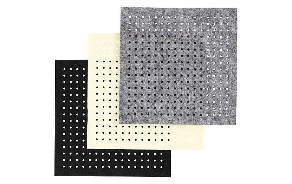 Creativ Company Feutre de bricolage 3 mm, 20 x 20 cm, 12 feuilles, Gris/Noir/Beige