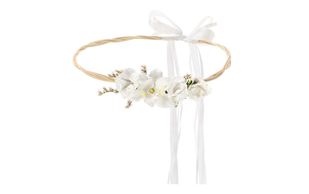 Partydeco Accessoires de mariage Couronne florale 18 cm, blanc