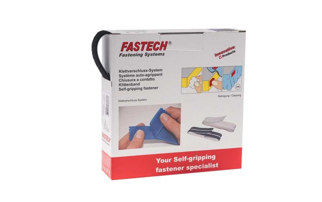 FASTECH Ruban côté boucles Box 25 mm x 10 m autocollant, noir