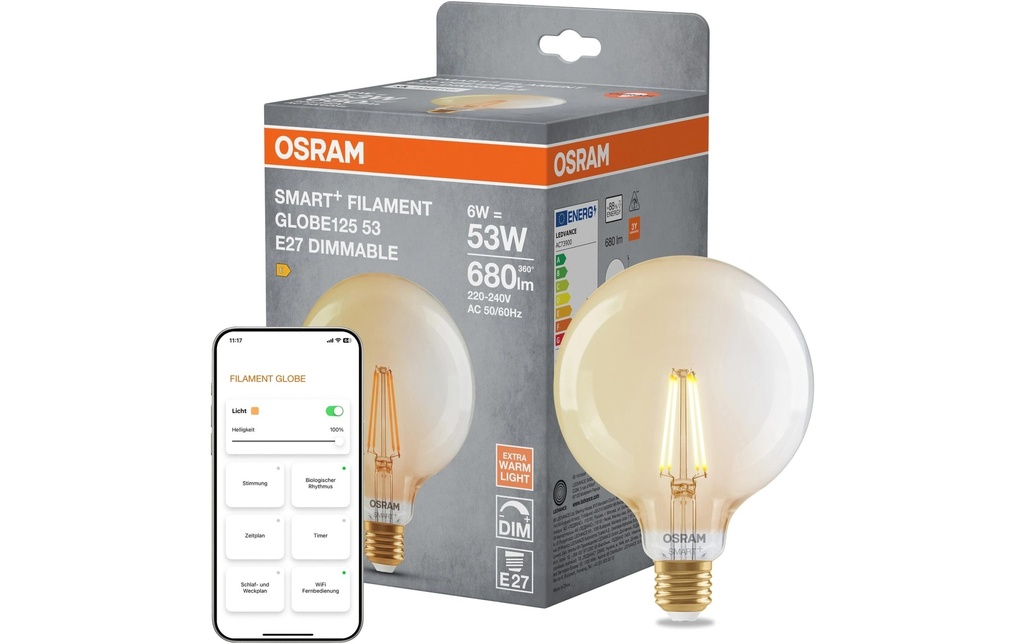 OSRAM Ampoules Globe 55D SMART+ WIFI, E27, 6 W, WW