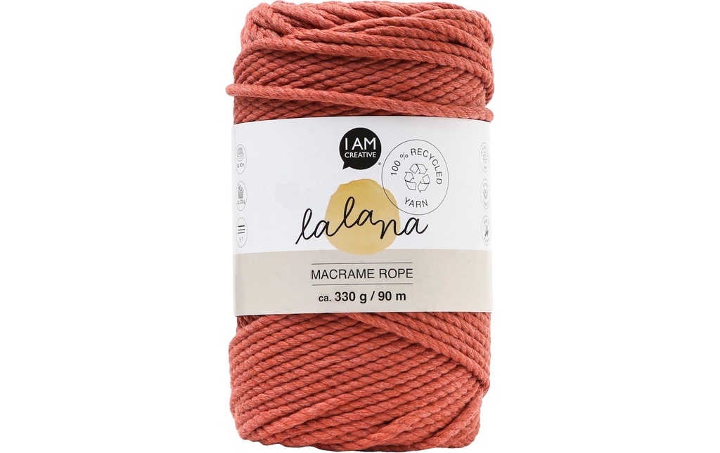 lalana Laine Corde à macramé 3 mm, 330 g, Rouille
