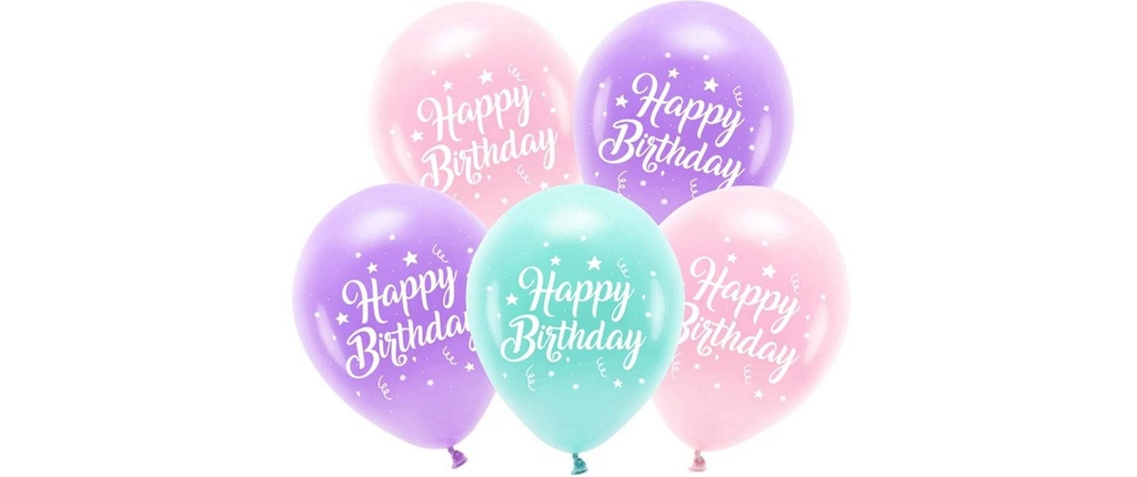 Partydeco Ballon de baudruche Joyeux anniversaire Ø 26 cm, 5 pièces, rose
