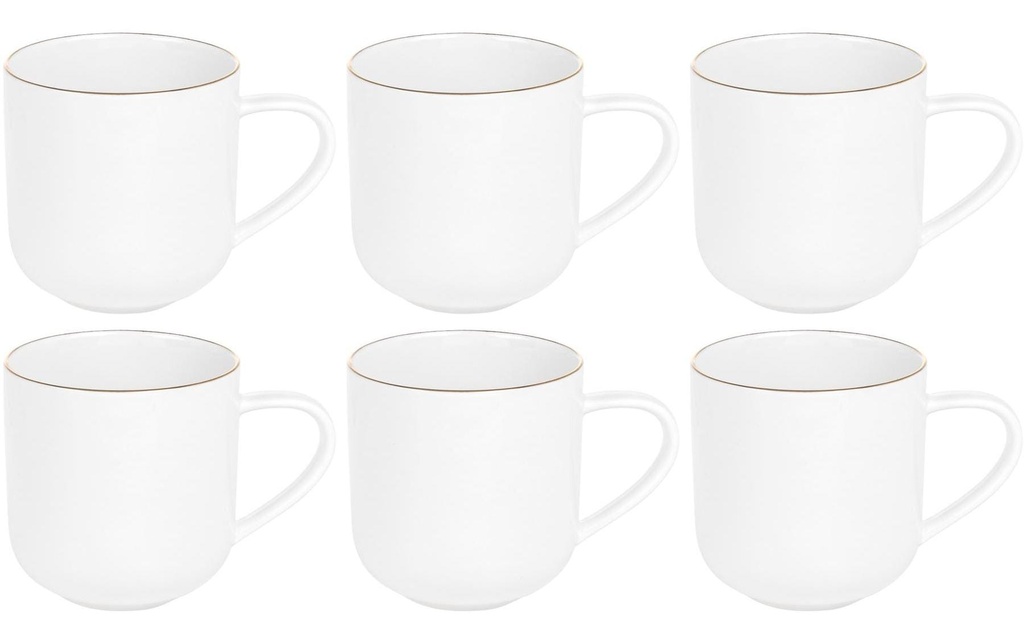 FURBER Tasse 400 ml, 6 pièces, blanc/or