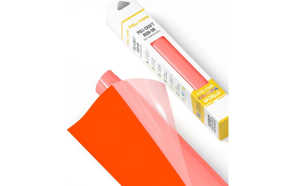Poli-Tape Film thermocollant Tubitherm Flock, 30.5 x 61 cm, néon orange