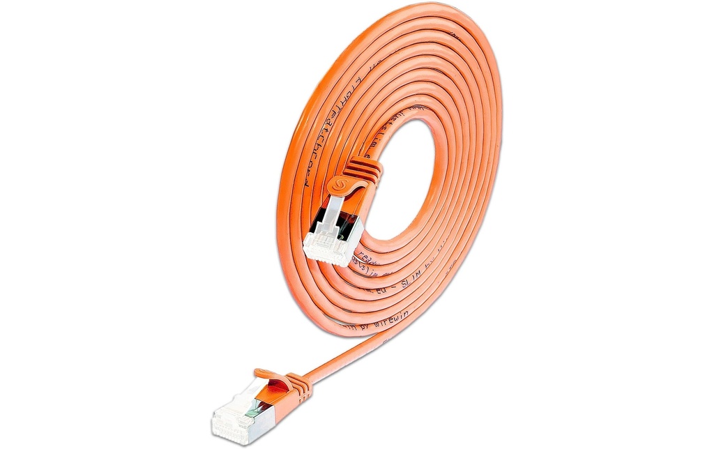 SLIM Câble de raccordement Wirewin Cat 6A, U/FTP, 0.1 m, Orange