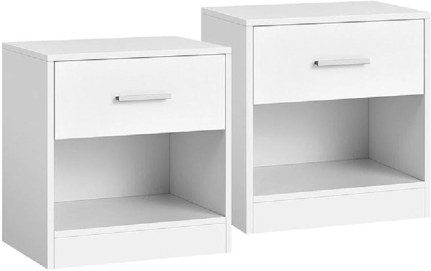 VASAGLE Table de nuit 39 x 27.6 x 41 cm, blanc, lot de 2