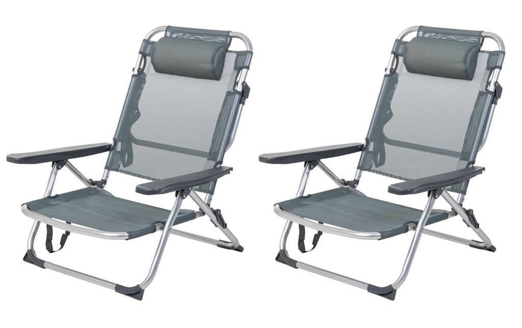 KOOR Chaise de plage Arieenzo, gris foncé, 2 pièces