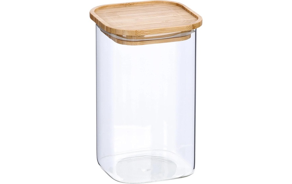 Zeller Present Boîte à provisions Couvercle en bambou 1.3 l, Transparent/Brun