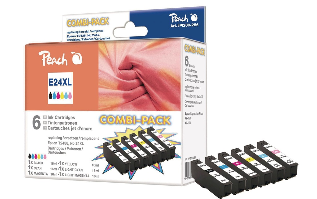 Peach Kits d’encre Epson T243 No. 24XL C, M, Y, 2x BK