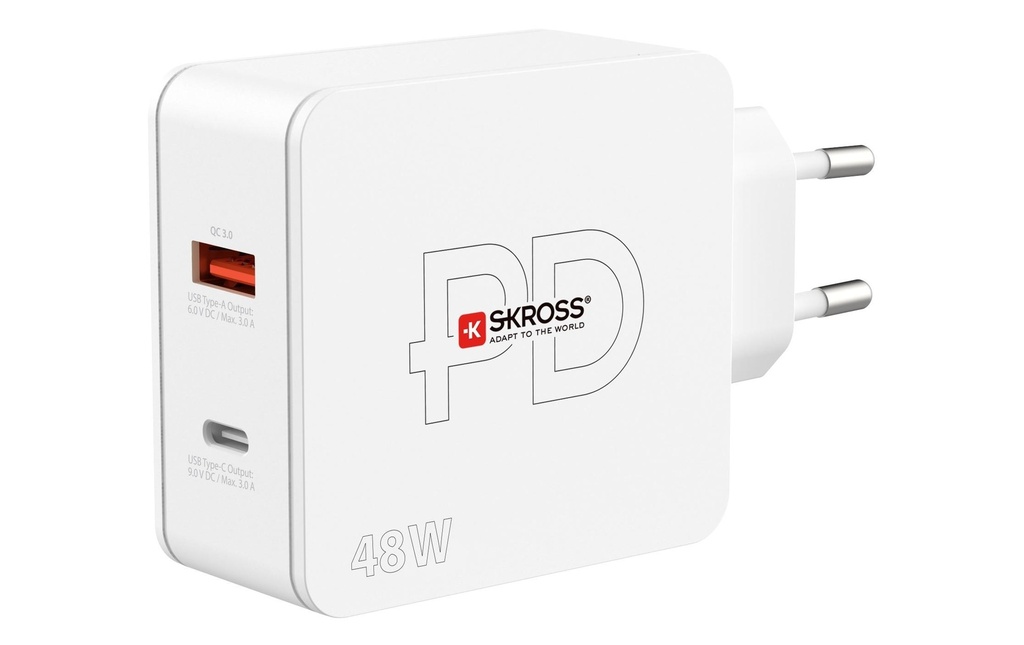 SKROSS Chargeur mural USB Multipower 2 Pro+, Euro, 48 W, Blanc