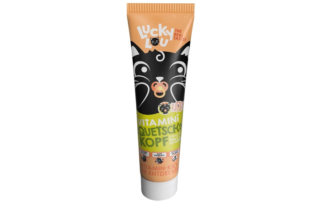 Lucky Lou Collation pour chat Tube Tête de sertissage Vitamine Kitty 100 g