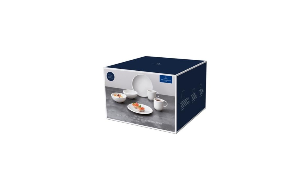 Villeroy & Boch Set de petit déjeuner New Moon 6 pièces, Blanc