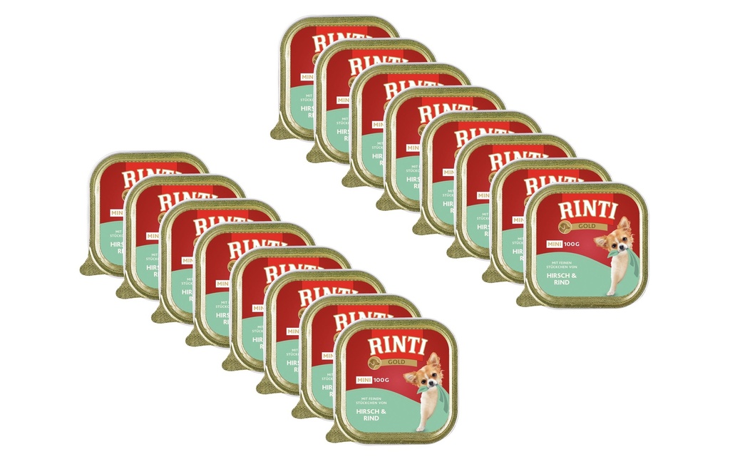 Rinti Alimentation humide Gold Mini cerf & bœuf, 16 x 100 g