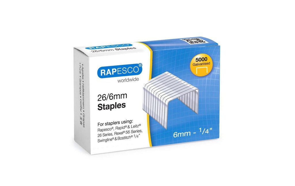 Rapesco Agrafe 26/6 5000 pièces
