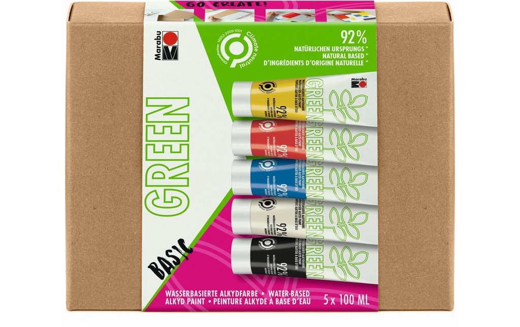 Marabu Peinture pour bricolage Peinture alkyde Green Set Basic, 5 x 100 ml